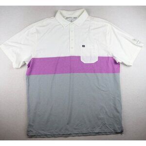 MATTE GREY - MEN'S GRAY PURPLE STRIPED POLO SHIRT CAMELBACK - SIZE XL